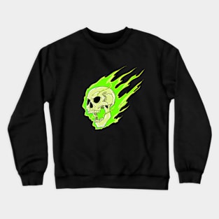 Green Fire Skull Crewneck Sweatshirt